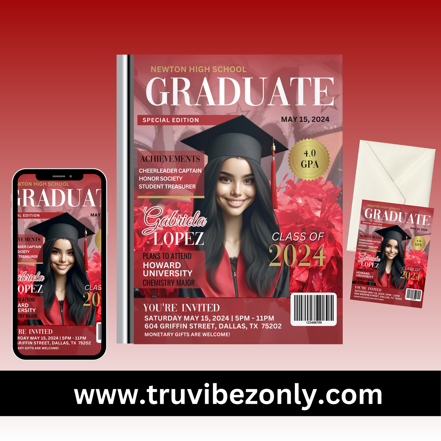 Graduation Invitations w/mockups (Editable)
