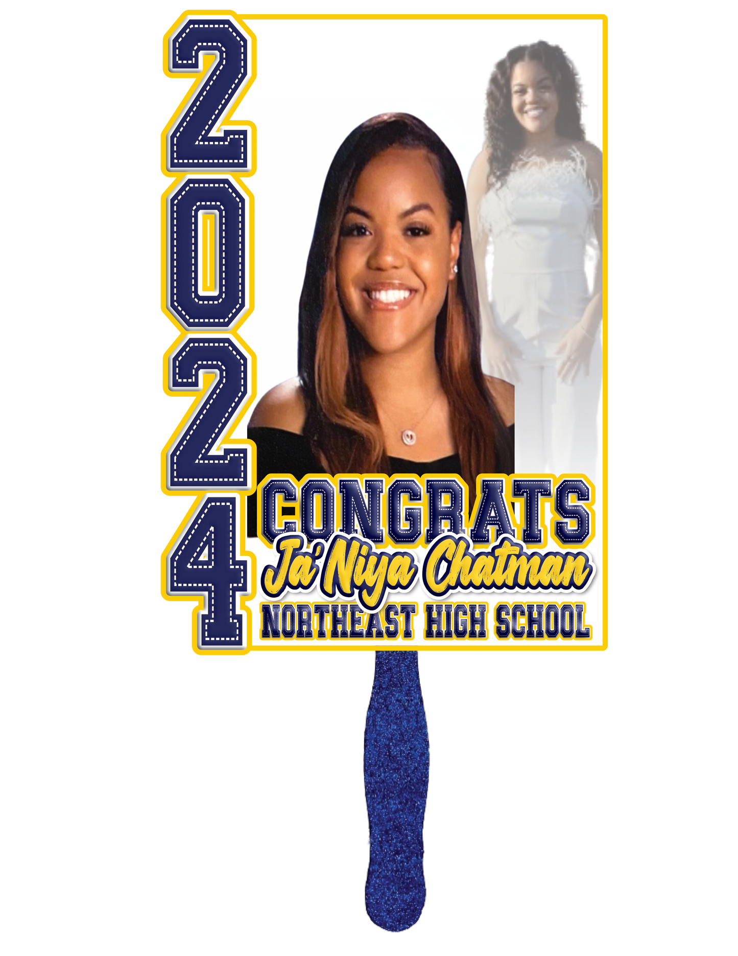 Custom Grad Fans w/glitter MOQ (4)