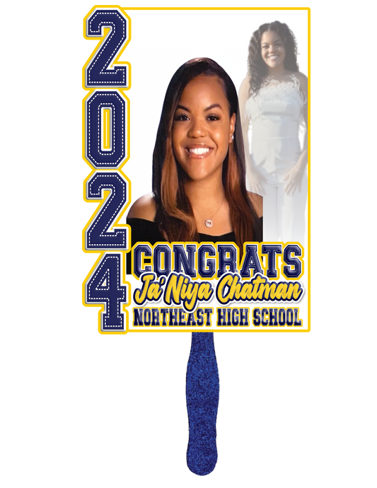 Custom Grad Fans w/glitter MOQ (4)