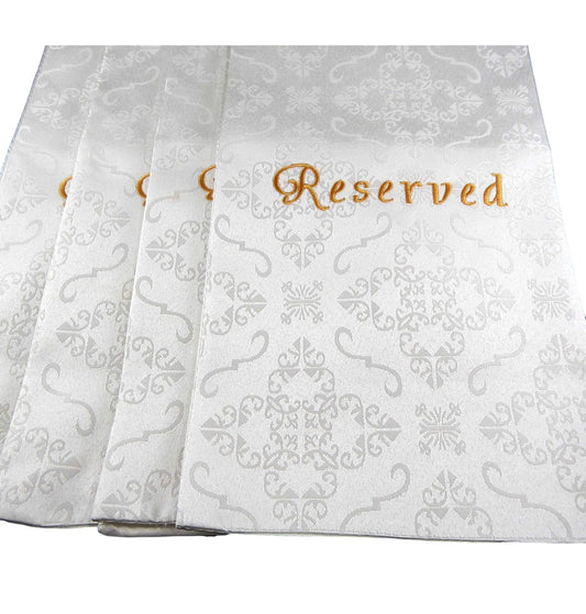 Embroidered Jacquard Reserve Pew Cloths Pack of 4 (White)