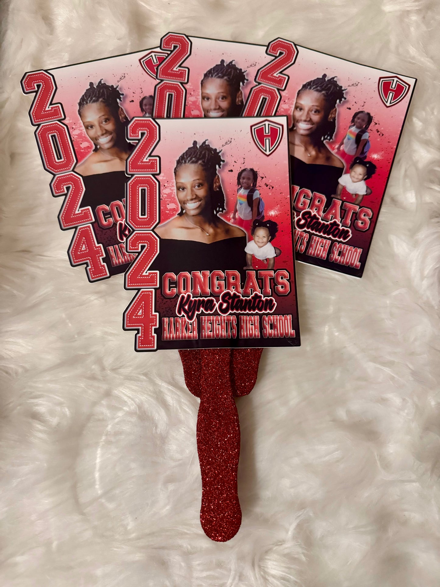 Custom Grad Fans w/glitter MOQ (4)
