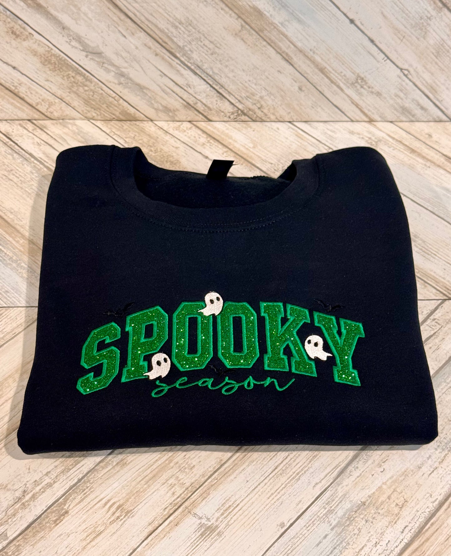 Spooky Season Green Glitter Appliqué Crewneck