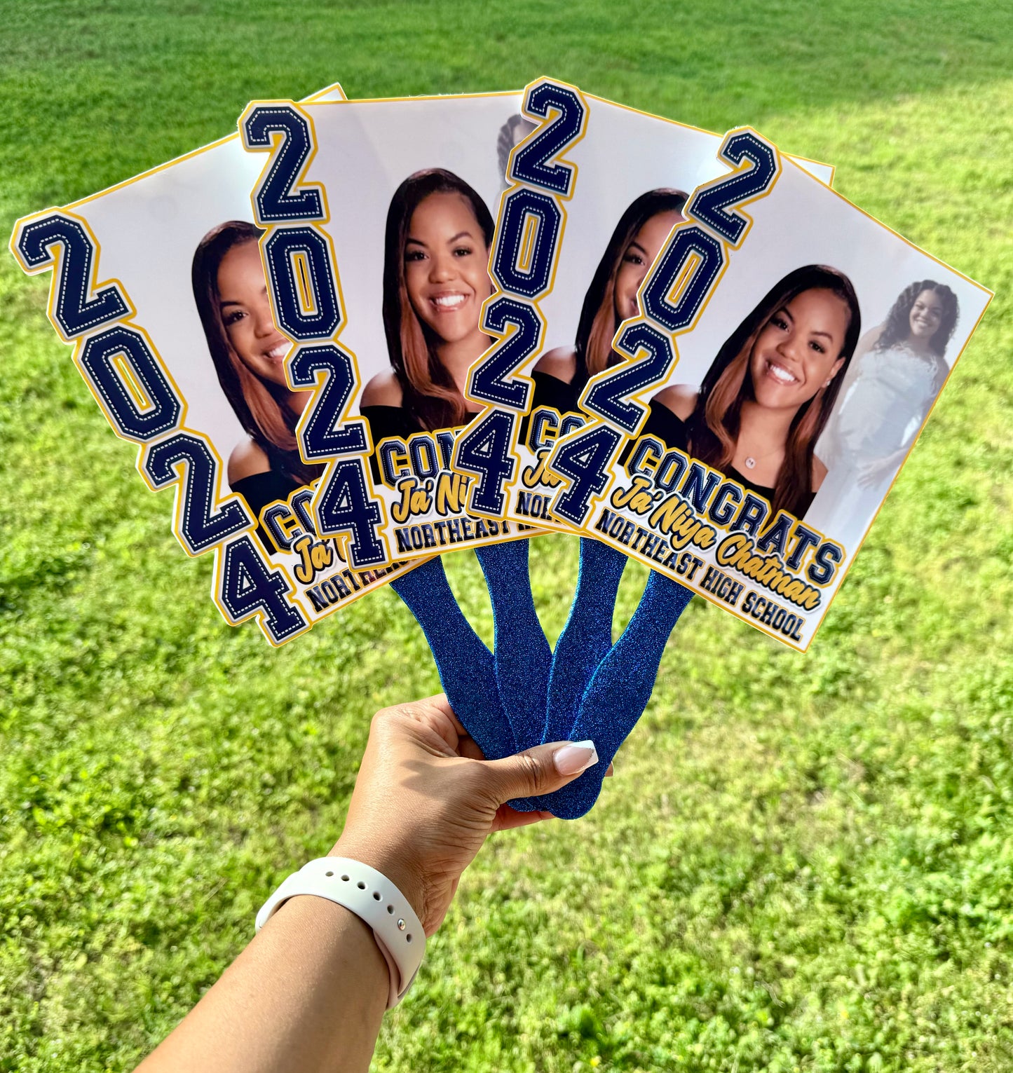 Custom Grad Fans w/glitter MOQ (4)