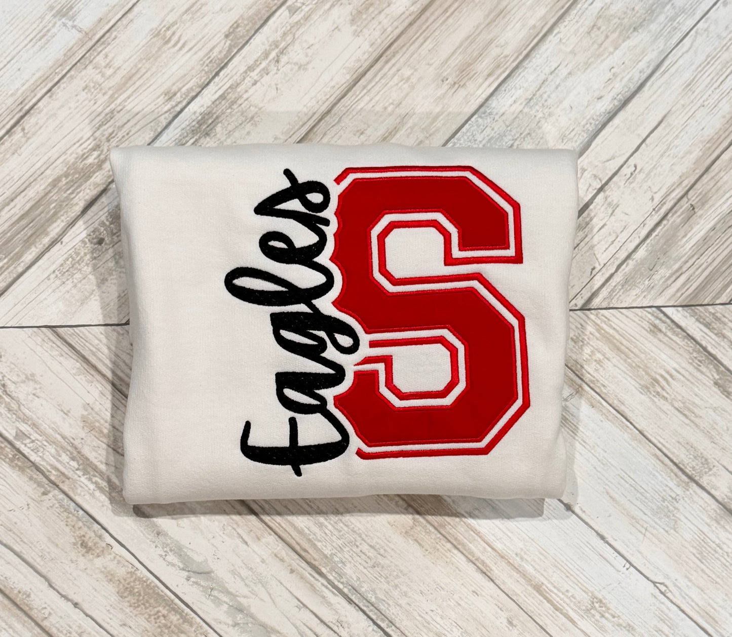 CUSTOM KNOCKOUT NAME OR SPORTS CREWNECK — EMBROIDERY