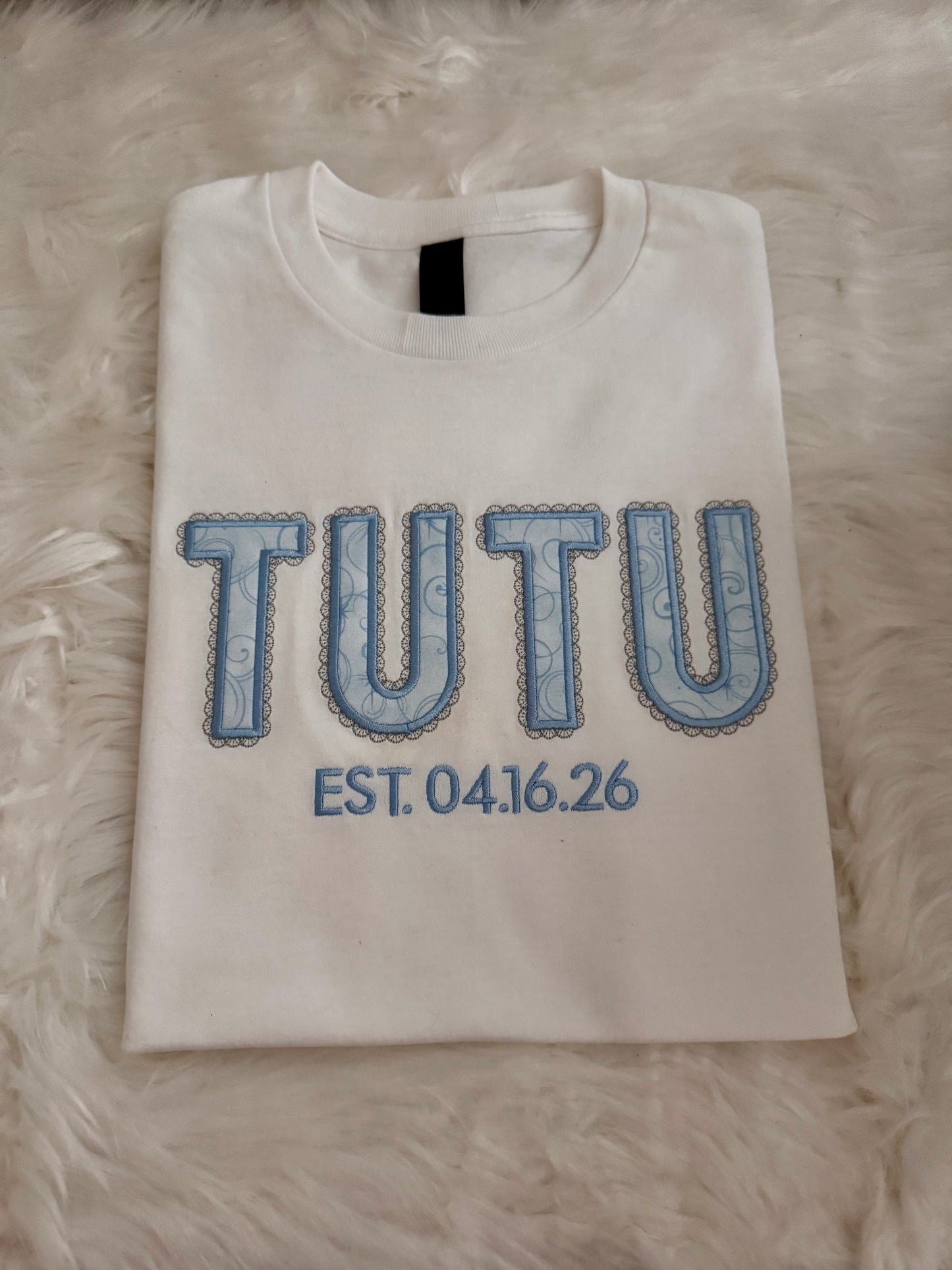 Custom “TUTU” Grandma-to-Be Embroidered Shirt