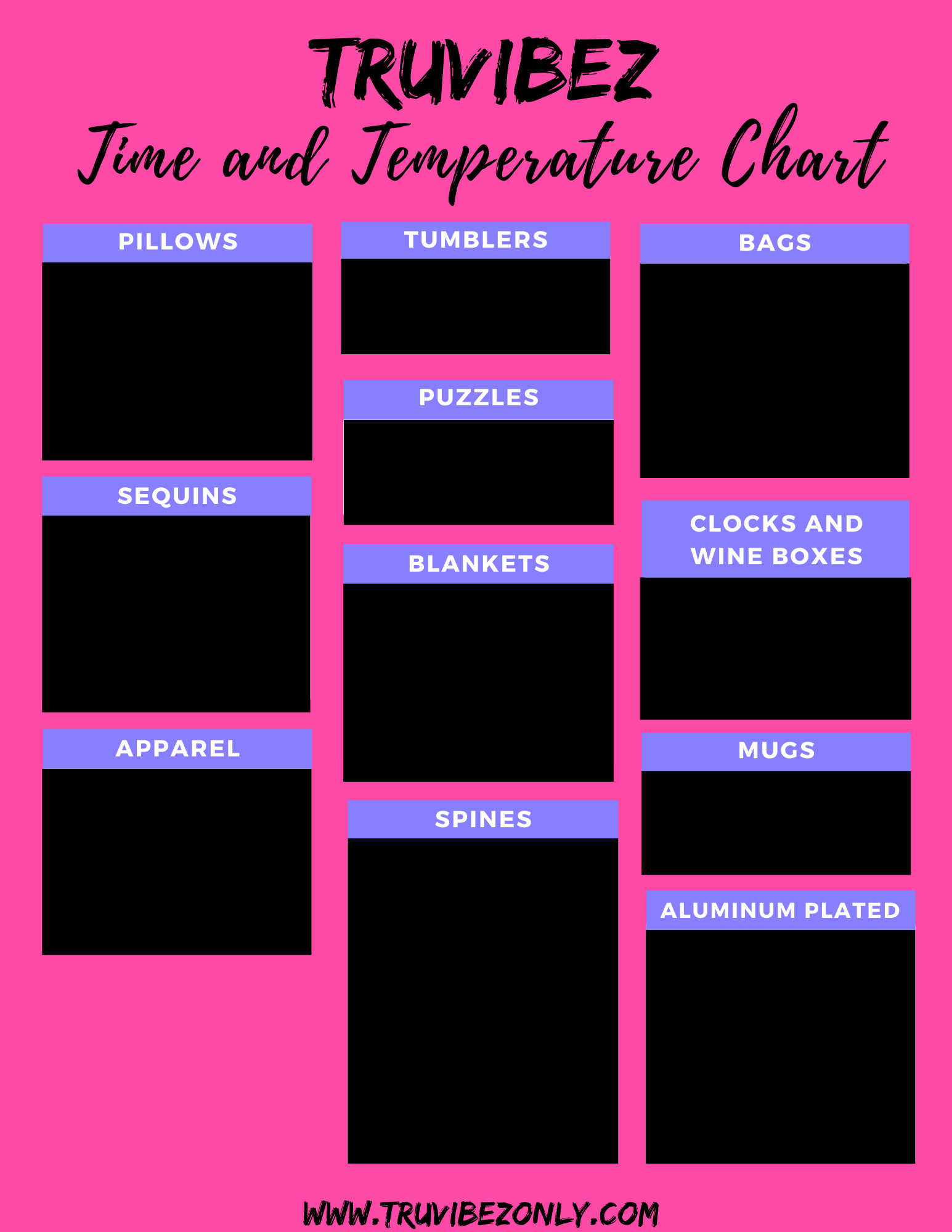 Sublimation Time & Temp Chart – TruVibez Apparel & Co.